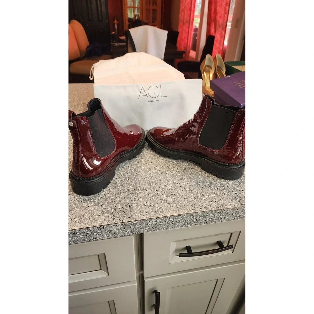 AGL Chelsea Boots Women 39.5 Burgundy excellent
